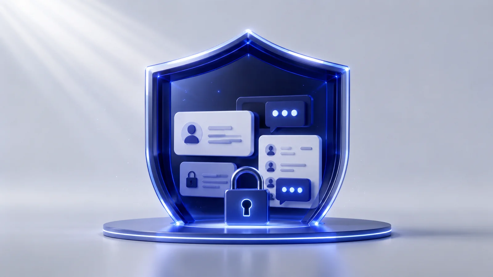 A shield protecting customer conversation data and message records